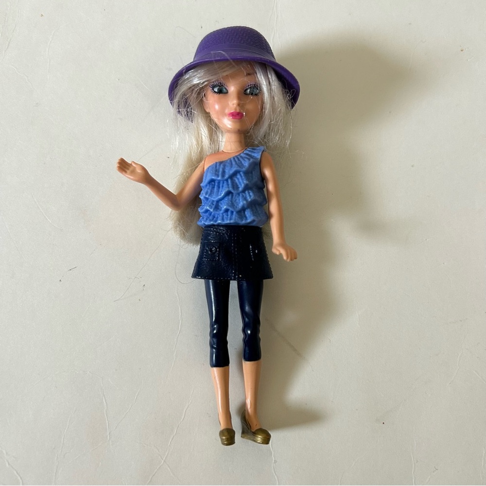 Barbie Doll Mini Purple Hat Blue Top Blonde
